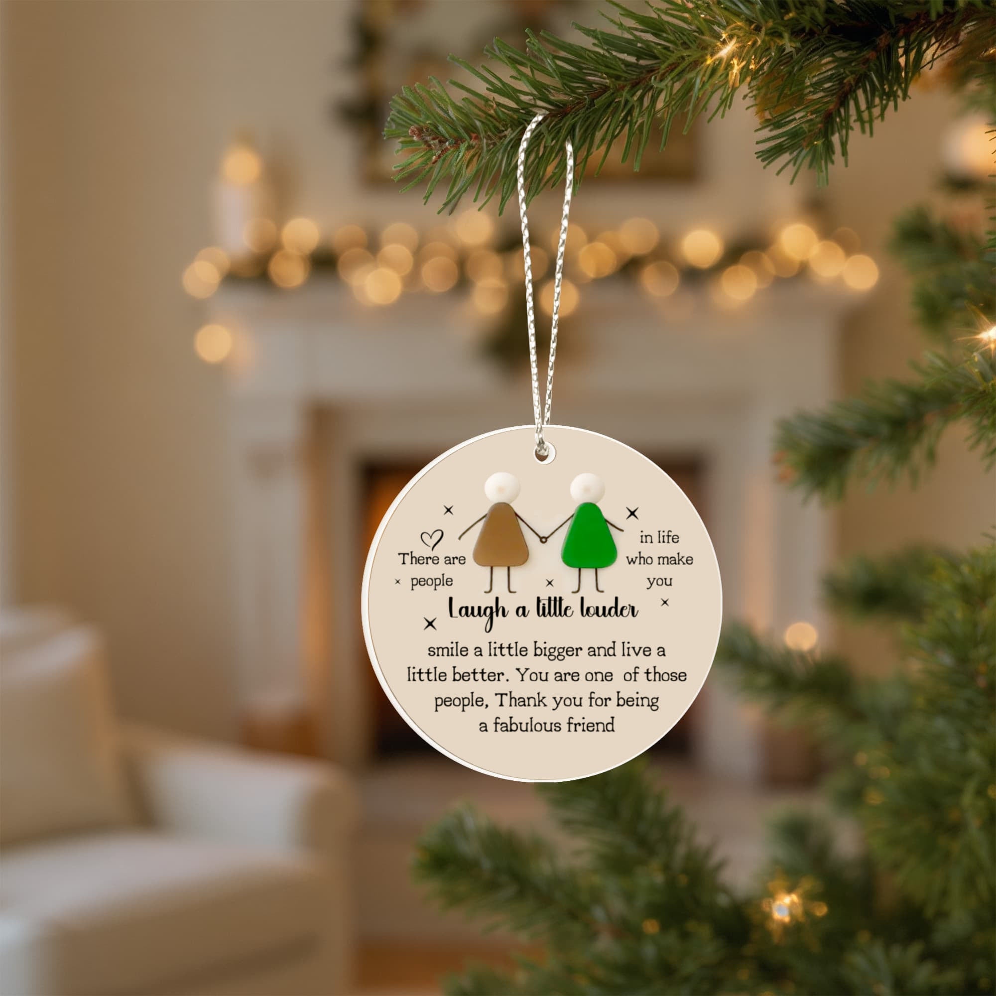 Funny Friendship Christmas Ornament – “Laugh a Little Louder” Quote Ornament, Best Friend Gift, BFF Keepsake