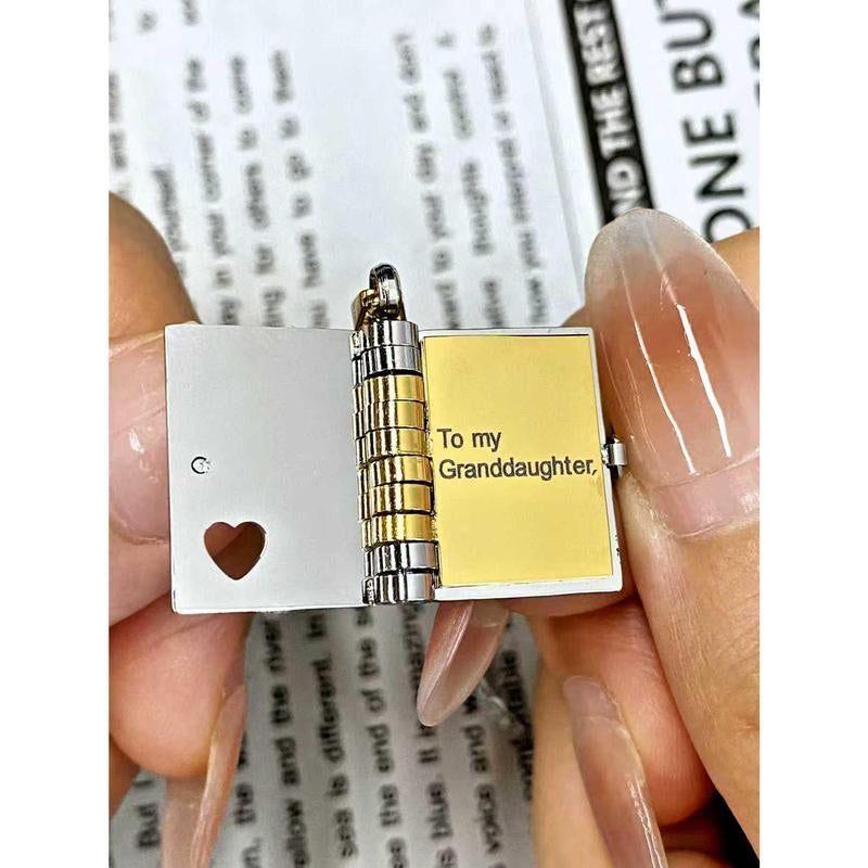 Book Necklace for Grandson/Granddaughter/Daughter/Son.Meaningful Jewelry of Love – Perfect Christmas Gift for Her/Heartfelt Black Friday Surprise