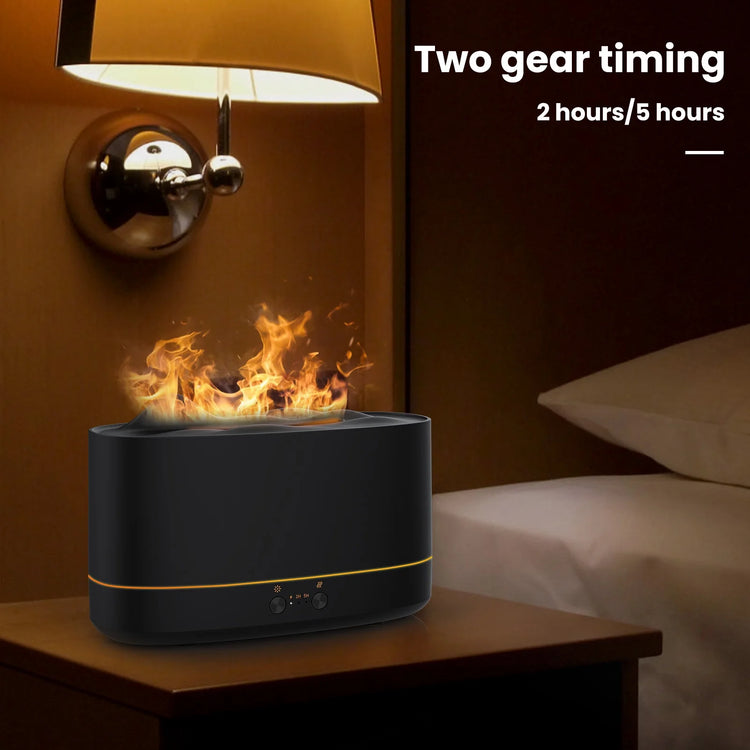 VAVSEA 7-Color Flame Essential Oil Diffuser & Humidifier - 200ml with Timer for Home & Room - Sleek Black Design