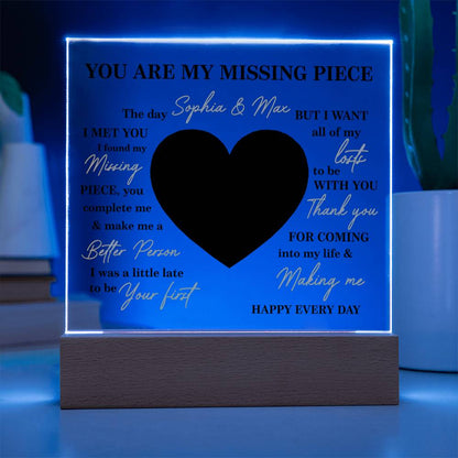 Personalized Valentine Photo LED Acrylic Plaque – Custom Names &amp; Picture Heart Light-Up Gift for Couples