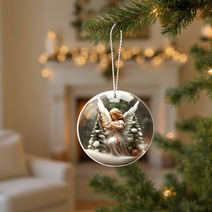 Angel Series Snow Globe Edition - Elegant Angel with Candy Cane Sash Acrylic Ornament