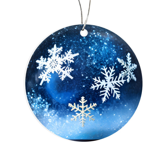 Starry Night Series Snow Globe edition- Glimmering Snowflake Ornament - Acrylic Winter Decor