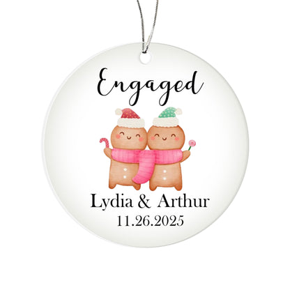 Engaged Personalized Christmas Ornament – Cute Gingerbread Couple Engagement Gift, Custom Names & Date Keepsake 2025