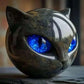 Decorative Black Cat Stone Figurine - Marble-Like Resin Sculpture