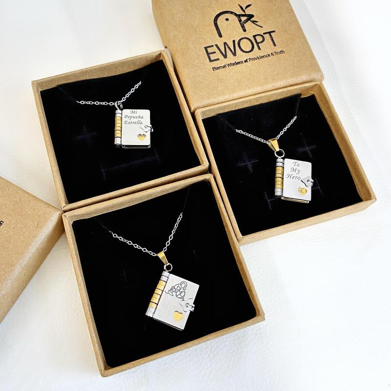 Book Necklace for Grandson/Granddaughter/Daughter/Son.Meaningful Jewelry of Love – Perfect Christmas Gift for Her/Heartfelt Black Friday Surprise