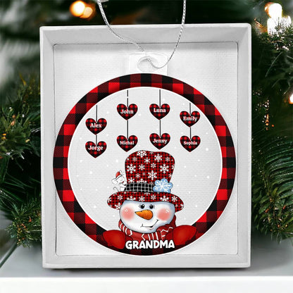 Custom 1–8 Name Christmas Bulb Acrylic Ornament – Personalized Heart Family Names