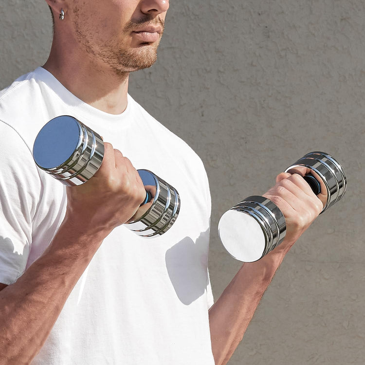 Northdeer Steel Dumbbells Ultracompact & Adjustable Chrome Dumbbell with Foam Handles 5Lb 10Lb 15Lb 20Lb 30Lb 50Lb Home Gym Workout (Choice of Size)