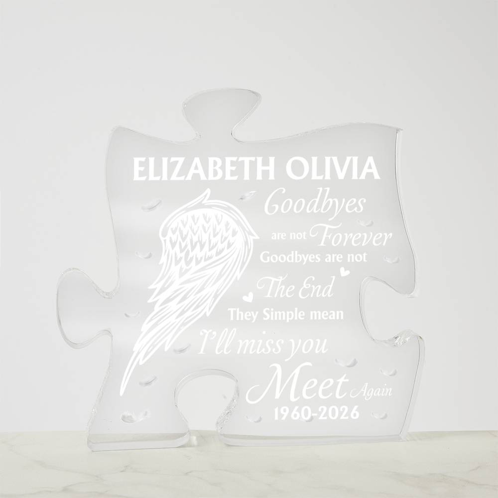 Personalized Memorial Acrylic Puzzle Plaque – Custom Name Remembrance Gift for Loved One