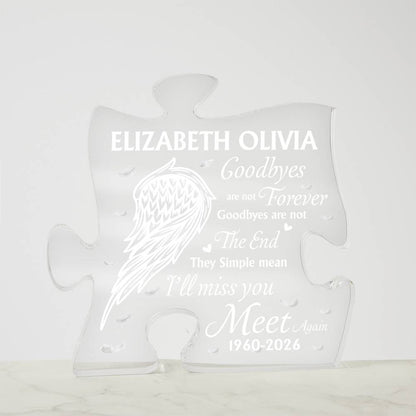 Personalized Memorial Acrylic Puzzle Plaque – Custom Name Remembrance Gift for Loved One