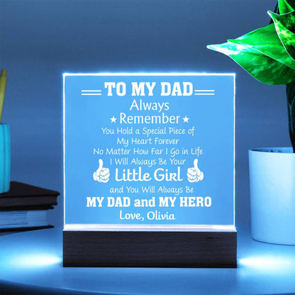 Personalized To My Dad "Little Girl My Hero" LED Night Light Plaque - Emotional Father&