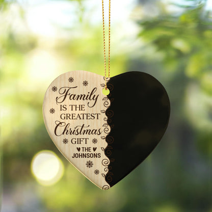 Personalized Family Photo Heart Ornament – Custom Family Name Ceramic Christmas Ornament, Holiday Keepsake for Parents &amp; Grandparents