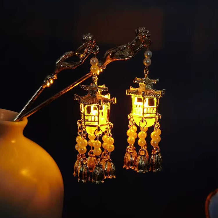 Chinese Rabbit Lantern Hair Pin Clips Hair Sticks Hanfu Hair Accessories for Women Kids Ancient Style Hairpin Hair Fork