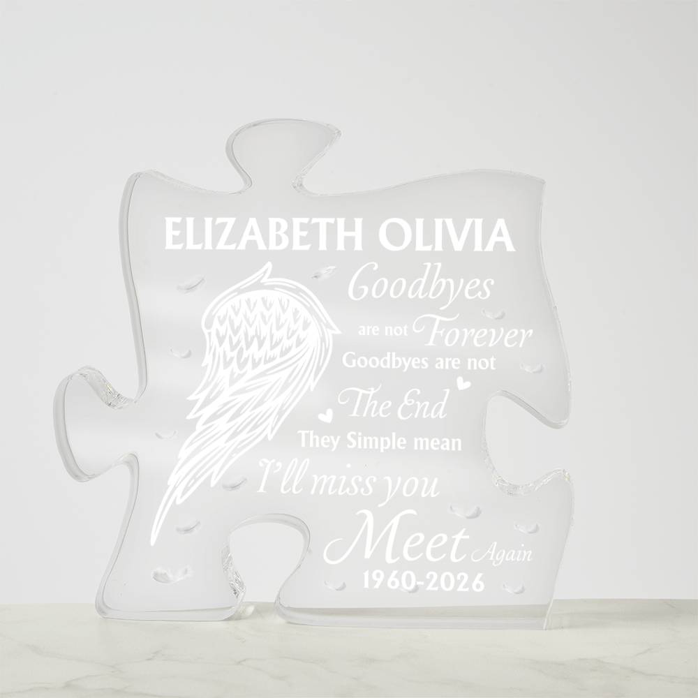 Personalized Memorial Acrylic Puzzle Plaque – Custom Name Remembrance Gift for Loved One