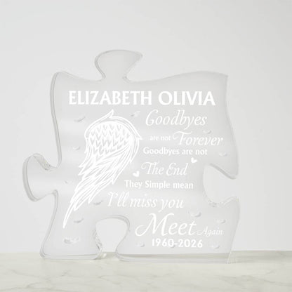 Personalized Memorial Acrylic Puzzle Plaque – Custom Name Remembrance Gift for Loved One