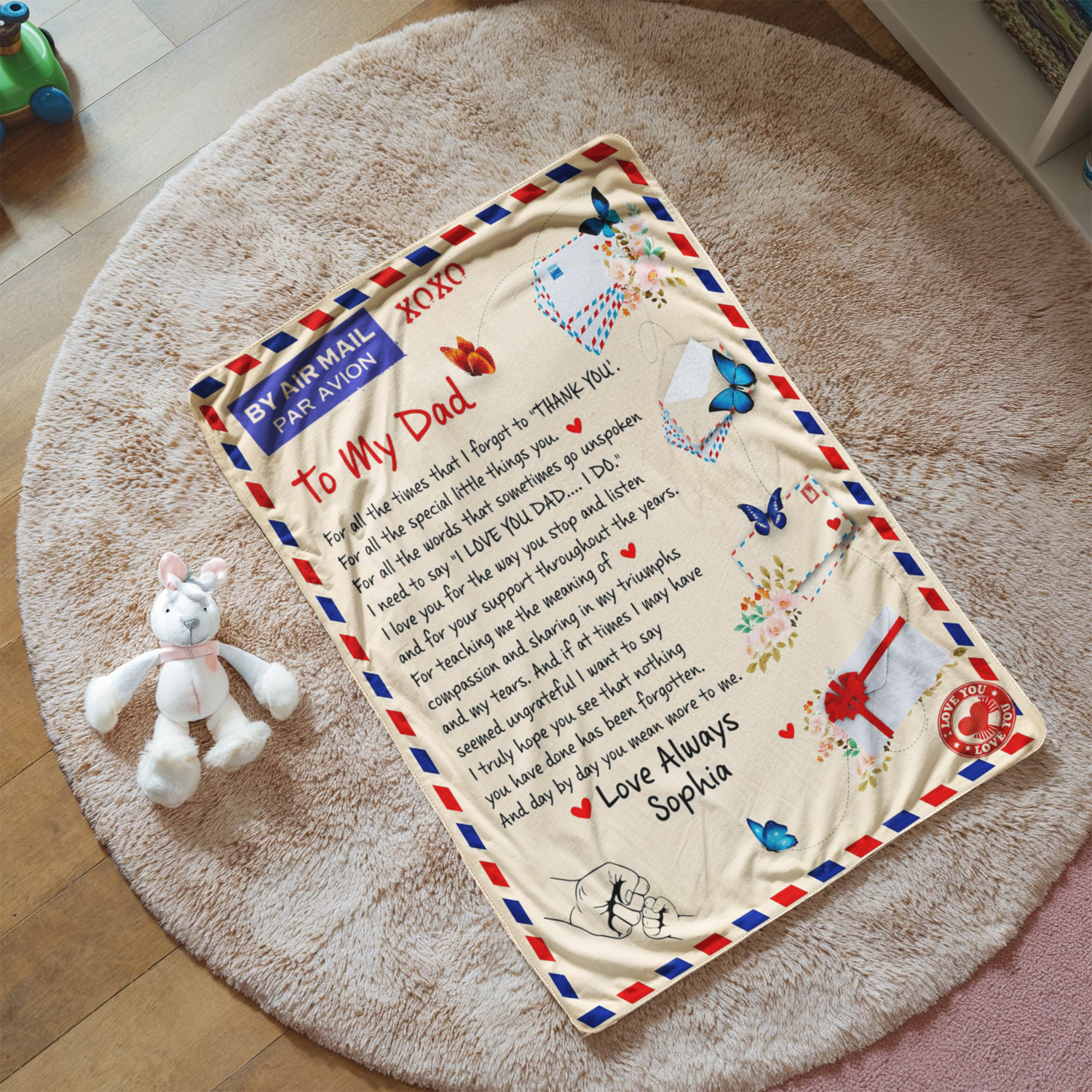 Love always dad keepsake blanket
