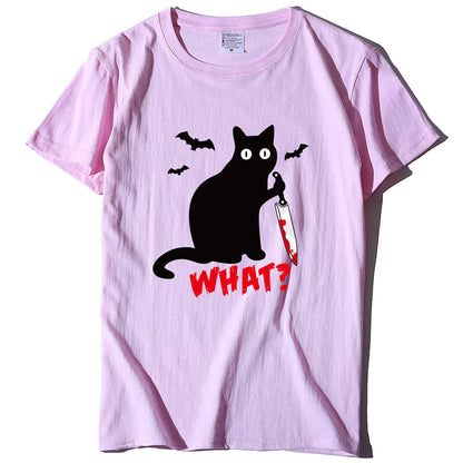 Cat T-Shirt with Blood Dagger Design