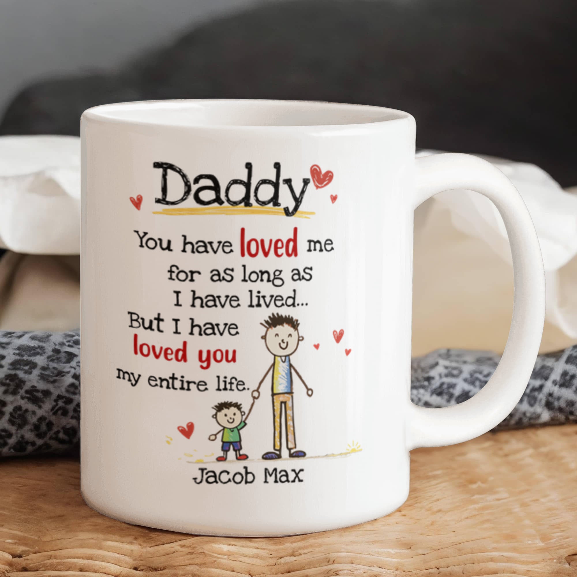 Daddy Personalized Mug from Kids – Custom Dad Coffee Mug with Kids Names, Sentimental Father’s Day Gift for Daddy