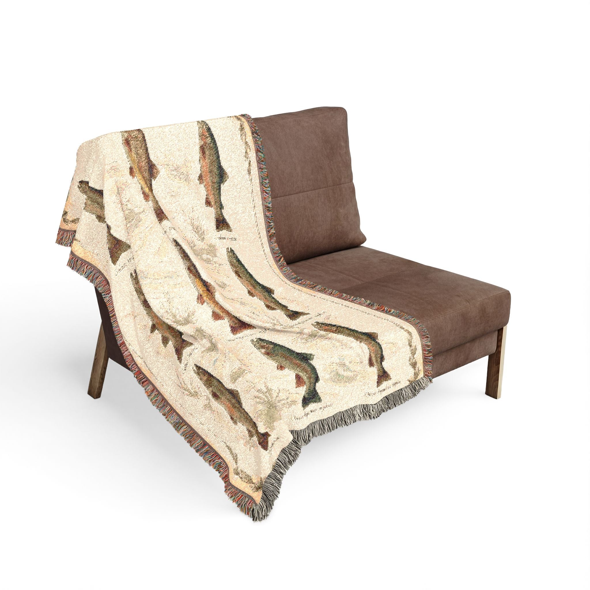 Rainbow Trout Pattern Woven Blanket