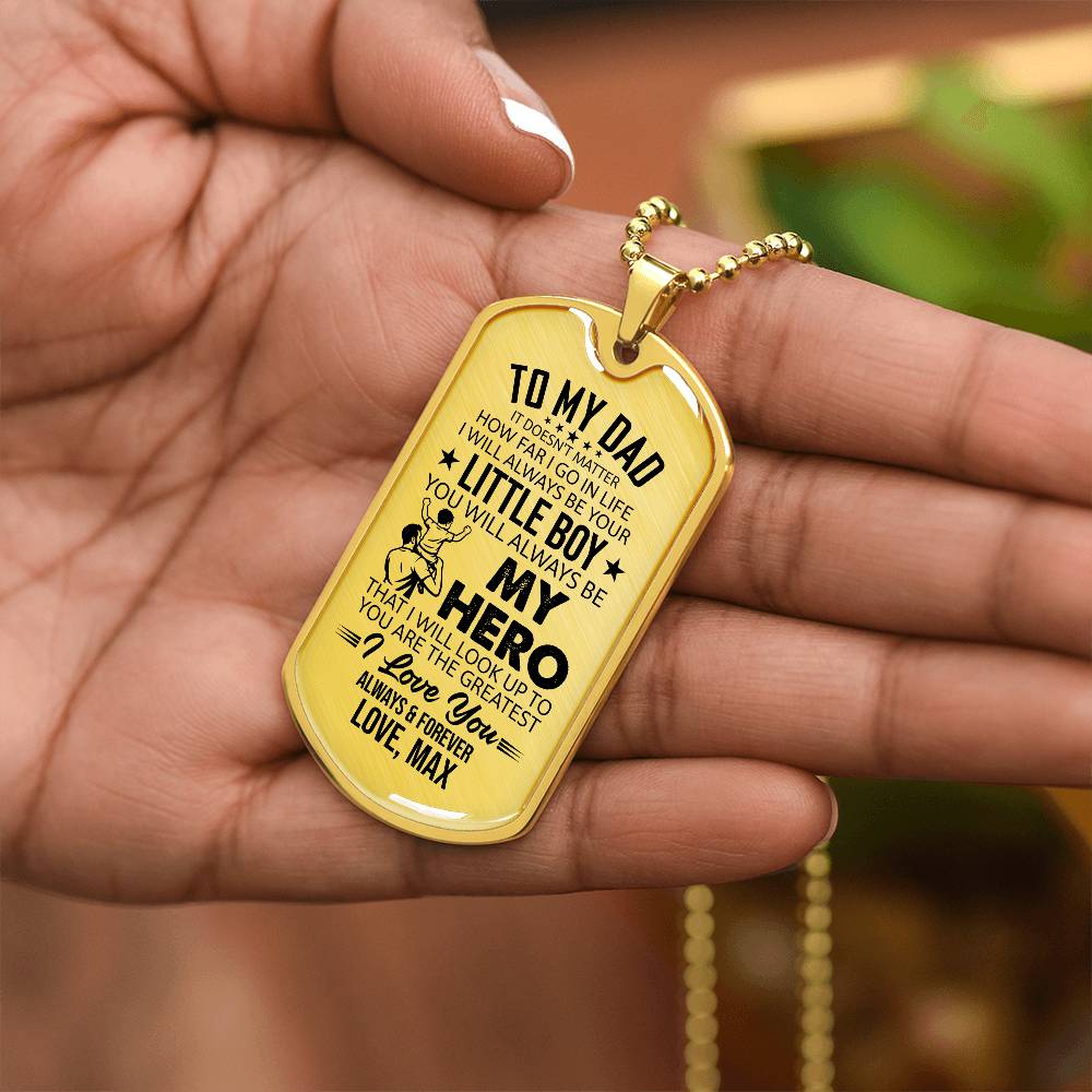 Personalized To My Dad Dog Tag Necklace - "I&
