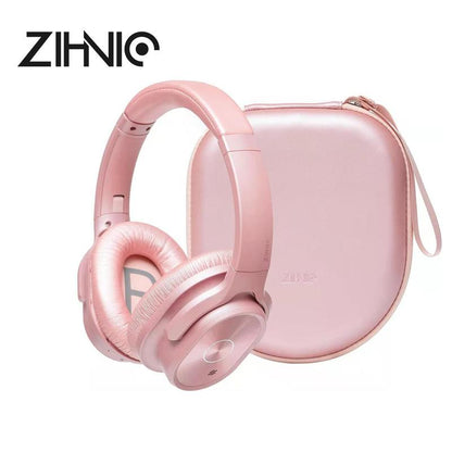ZIHNIC PN9 Active Noise Cancelling Headphones with Built-In Microphone, Waterproof, Long Standby Powerful Battery Life, Wireless Bluetooth 5.4 Adjustable Audio Audio Connection Custom Earpads Foldable Red Gaming Headset