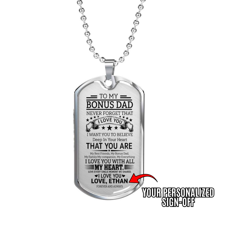 Bonus dad appreciation dog tag gift