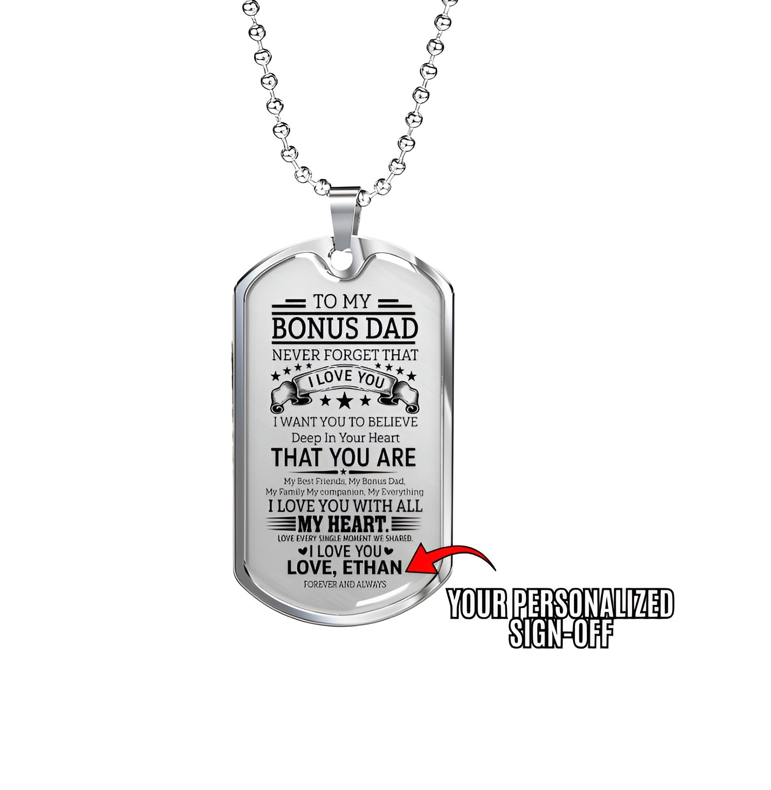 Bonus dad appreciation dog tag gift