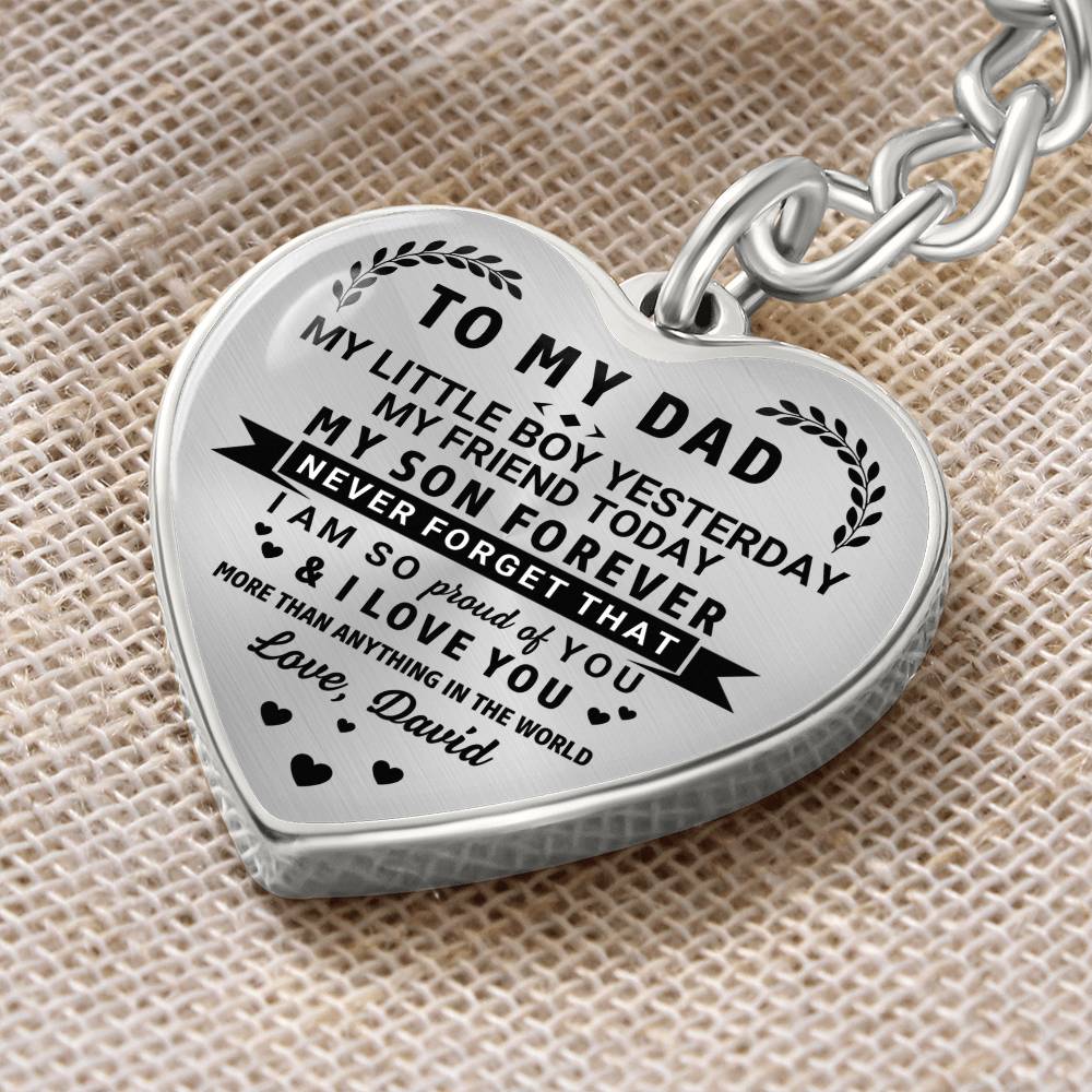 To My Dad Heart Keychain Gift from Son, My Son Forever Personalized Keepsake Gift