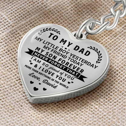 To My Dad Heart Keychain Gift from Son, My Son Forever Personalized Keepsake Gift