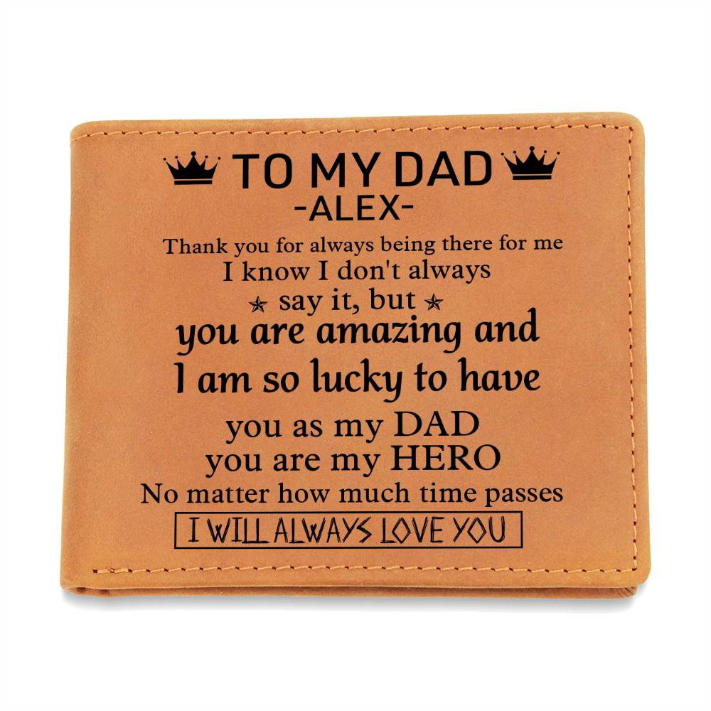 To my dad personalized leather wallet gift

