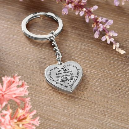 To My Dad Heart Keychain Gift from Son, I Love You Forever Personalized Keepsake Keychain