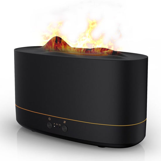 VAVSEA 7-Color Flame Essential Oil Diffuser & Humidifier - 200ml with Timer for Home & Room - Sleek Black Design