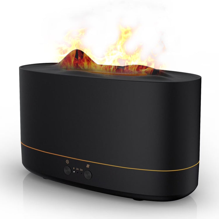 VAVSEA 7-Color Flame Essential Oil Diffuser & Humidifier - 200ml with Timer for Home & Room - Sleek Black Design