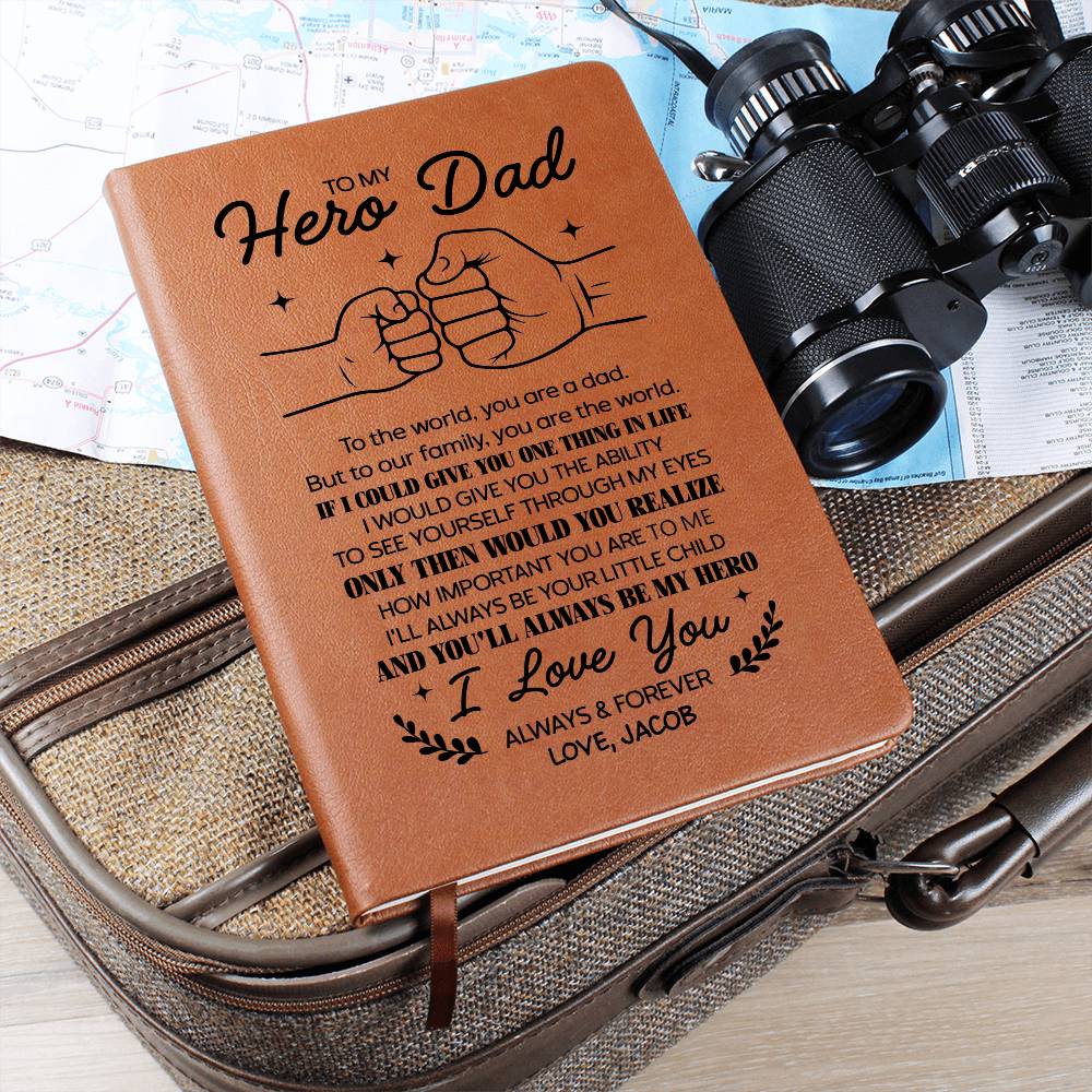 To My Hero Dad Personalized Leather Journal - Emotional Father&