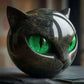 Decorative Black Cat Stone Figurine - Marble-Like Resin Sculpture