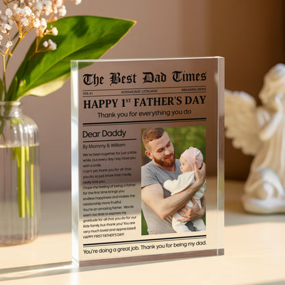 custom photo dear daddy first fathers day plaque new dad gift