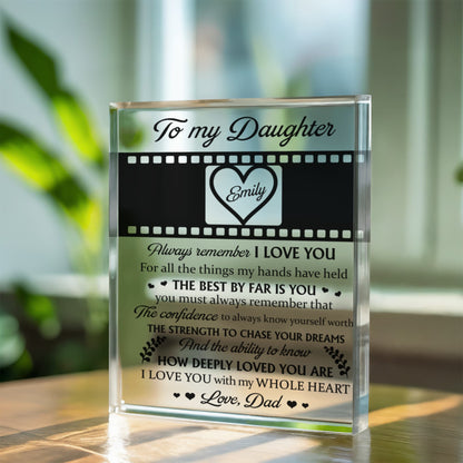 Personalized “To My Daughter” Photo Acrylic Block – Custom Pictures &amp; Name Gift from Dad