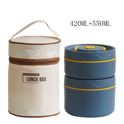 Portable Thermos Lunch Box Set Stackable Bento Box for Kids Adults School Picnic Fruit Salad Food Container Insulated Lunch Bag