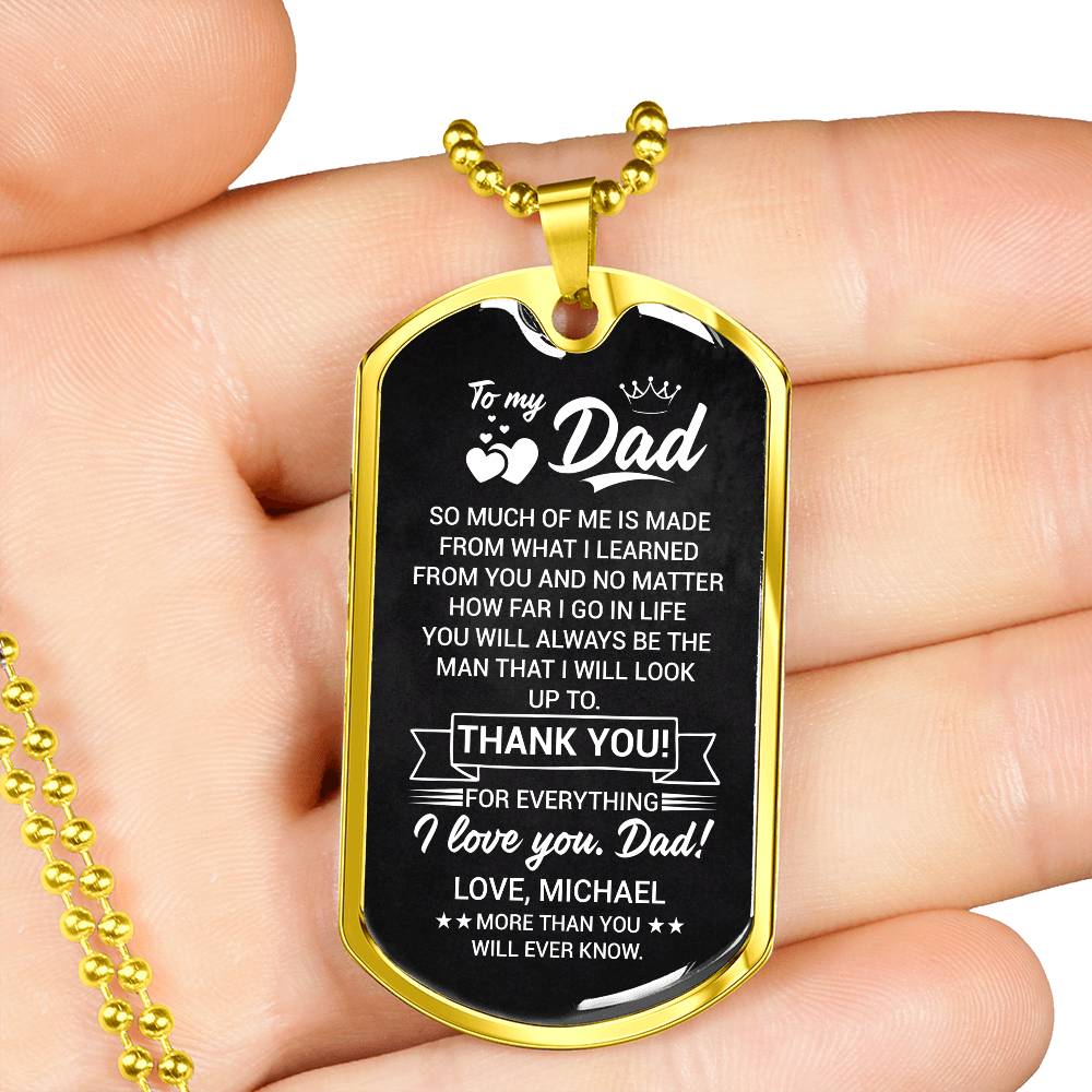 Love Michael dad dog tag necklace