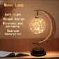 1Pc LED Moon Lamp,Iron Art Decorative Table Lamp for Bar,Bedroom,Living Room,Battery Powered Black Portable Night Light