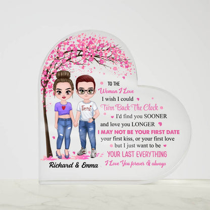 Personalized Valentine Heart Acrylic Plaque – Custom Couple Name &amp; Clipart Romantic Gift for Girlfriend, Wife or Partner