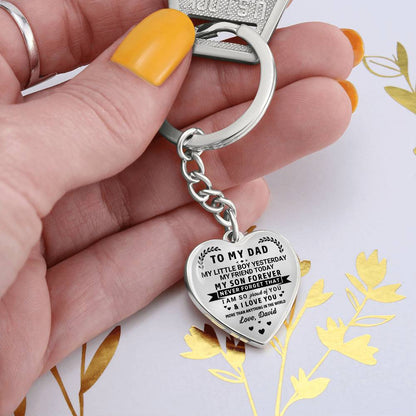 To My Dad Heart Keychain Gift from Son, My Son Forever Personalized Keepsake Gift