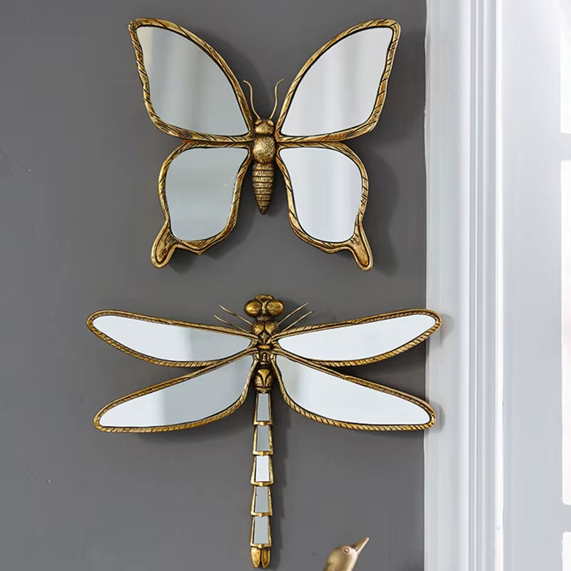 1PC Retro Resin Insect Wing Butterfly Dragonfly Pendant Living Room TV Background Mirror Wall Hanging Ornaments