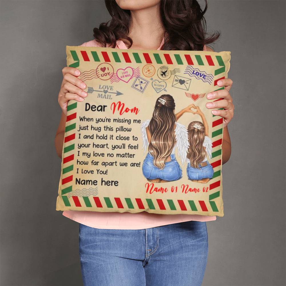 Dear Mom Personalized Pillow – Custom Mom Gift from Daughter, Mother’s Day Gift for Mom, Sentimental Mom Throw Pillow with Names