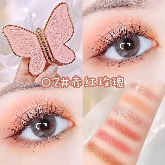 Butterfly Eye Shadow Six Color Eyeshadow Palette Easy to Color Glitter Matte Makeup Make-Up for Women Korean Cosmetics Makeup