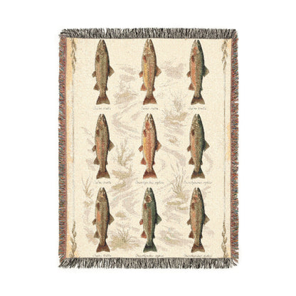 Rainbow Trout Pattern Woven Blanket