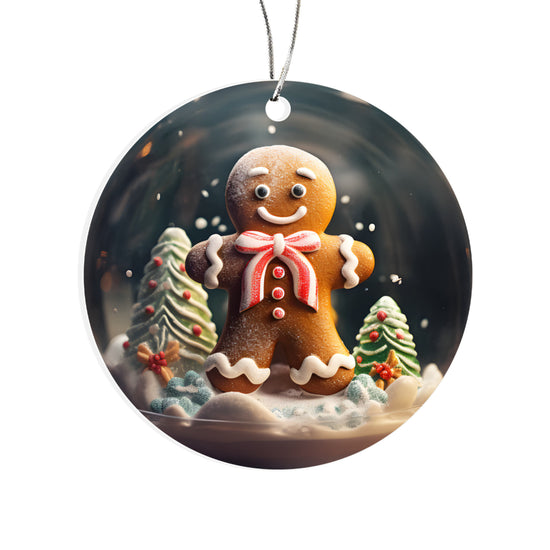 Gingerbread Series Snow Globe Edition - Jolly Gingerbread Man Snow Globe Acrylic Ornament