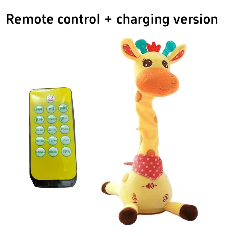 2025 Upgraded Music Giraffe Ornament English Version Singing, Dancing Repeating Your Words with Shining LED Lights Kid Day Gifts