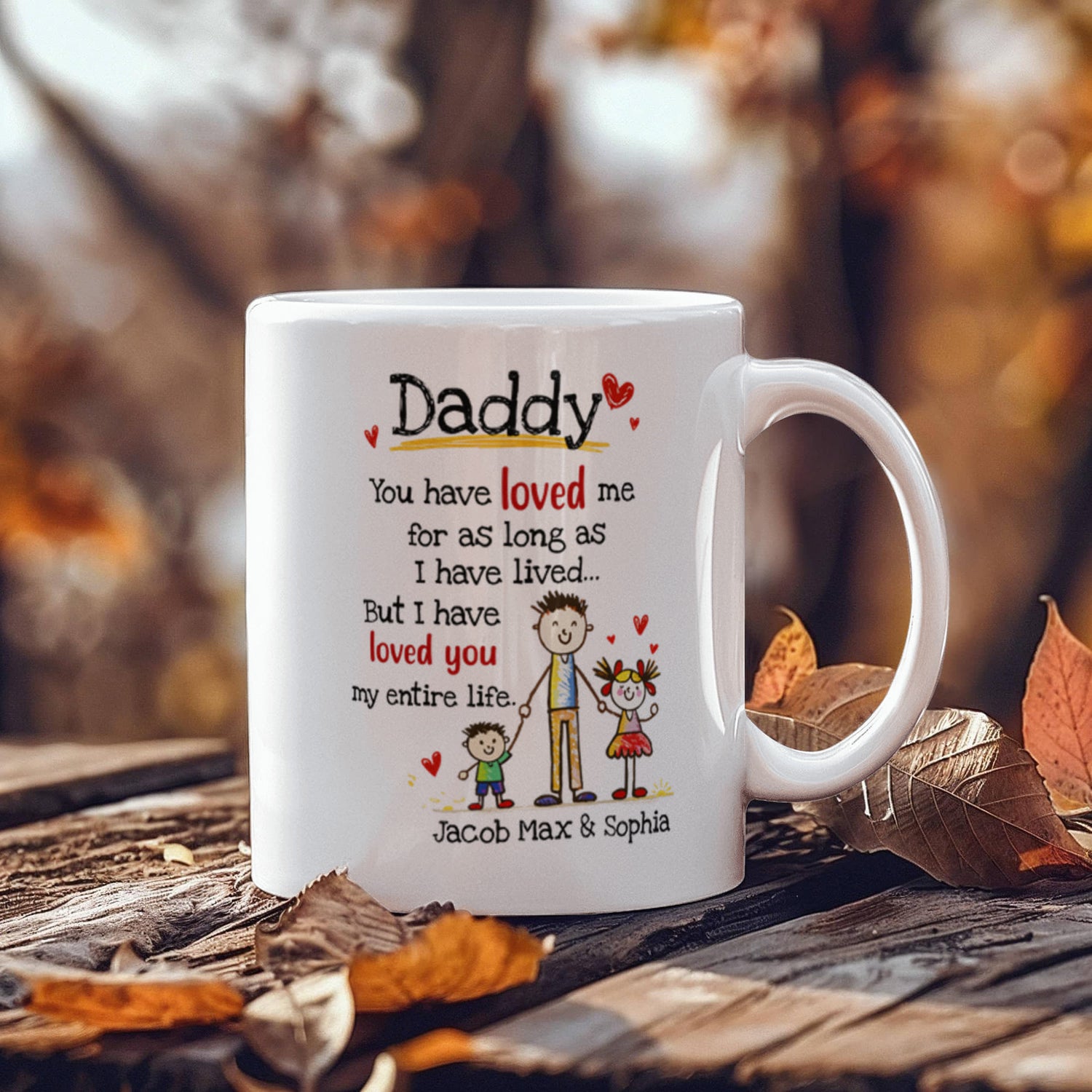 Daddy Personalized Mug from Kids – Custom Dad Coffee Mug with Kids Names, Sentimental Father’s Day Gift for Daddy