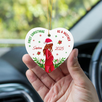 Custom Name Heart Ornament for New Mom
