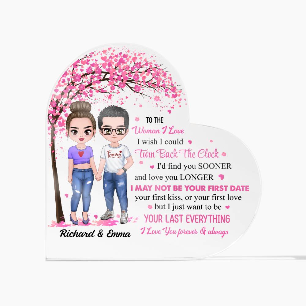 Personalized Valentine Heart Acrylic Plaque – Custom Couple Name &amp; Clipart Romantic Gift for Girlfriend, Wife or Partner